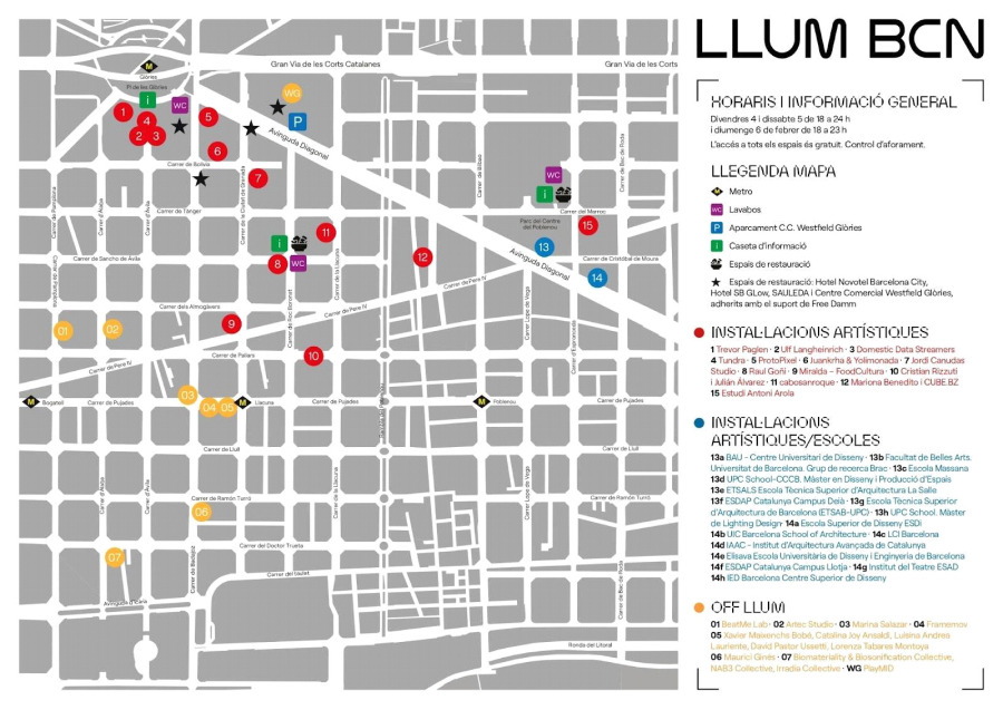 [그림] 2022년 LLUM BCN 축제의 시설물 및 작품을 안내하는 지도