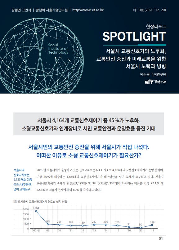 <현장리포트 SPOTLIGHT> 2020년 12월호 Vol.10 서울시 교통신호기의 노후화, 교통안전 증진과 미래교통을 위한 서울시 노력과 방향 이미지