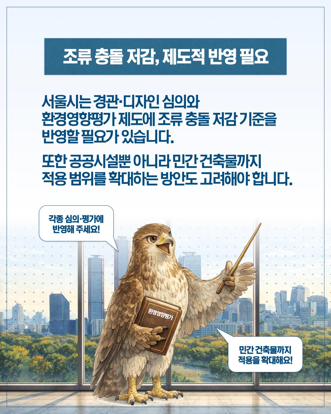 서울 하늘의 보이지 않는 벽, 새들의 안전을 지켜주세요 이미지