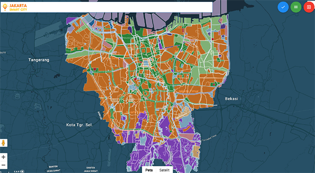 [그림 2] 자카르타 공간정보 제공 웹사이트 스마트시티 포털 예시