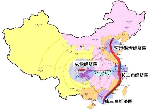 [그림] 중국 4대 경제권 지도(출처: 바이두 이미지)
