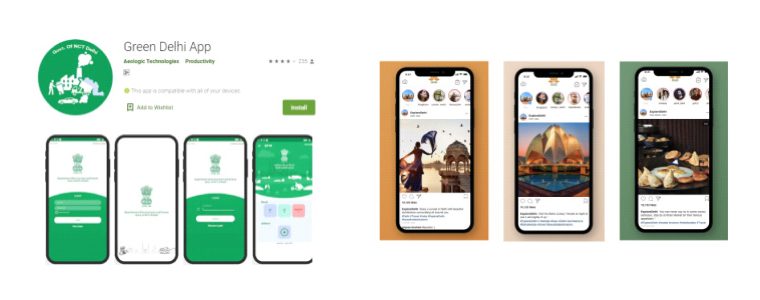 [사진 좌] 그린 델리 앱, [사진 우] 델리 투어리즘 앱