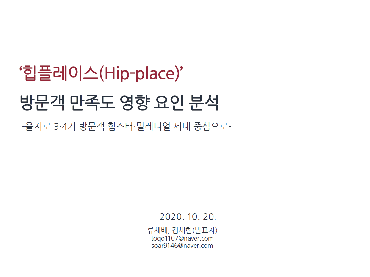 ‘힙플레이스’ 방문객 만족도 영향 요인 분석